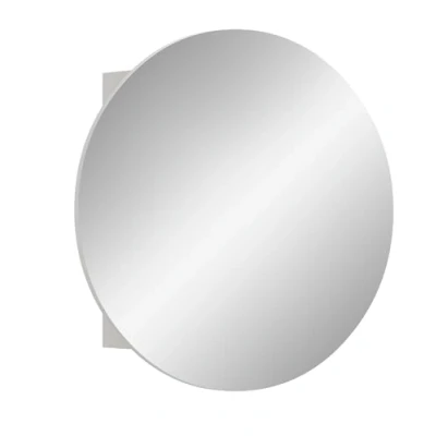 Abbildung von xonox.home Badezimmerspiegelschrank Spiegelschrank rund Riff, weiß, LED Beleuchtung (1 St) Badezimmerspiegelschrank,Hängespiegelschrank,Breite 70 cm,Drehtür