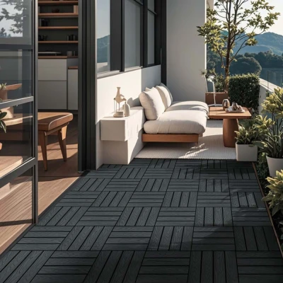 Abbildung von HOME DELUXE Holzfliesen WPC Klickfliesen BAVARO PREMIUM, 10 St., Anthrazit m² Holzoptik, Terrassenfliesen