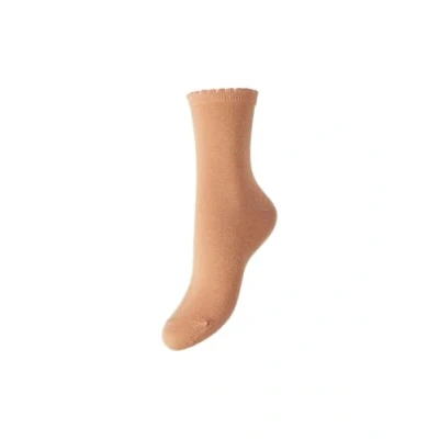 Abbildung von PIECES Damen Pcsebby Glitter Long 1 Pack Noos Socken, Mock Orange/Detail:TONED LUREX, Einheitsgröße EU