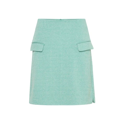 Abbildung von ICHI Ihkate Jacquard Alinienrock, Damen, Größe: Large, Beryl green almond herringbone