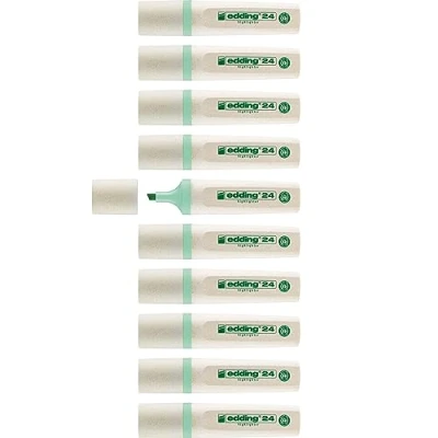 Abbildung von edding 24 EcoLine Textmarker pastellgrün 10 Ziselierspitze 2 5mm zum schnellen und einfachen Markieren Hervorheben von Texten Notizen nachfüllbar, aus recycelbarem Material