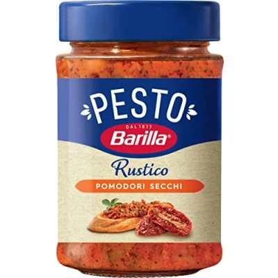 Abbildung von Barilla Pesto Rustico Pomodori Secchi 1 x 200g Glutenfreie Italienische Pasta Sauce mit sonnengetrockneten Tomaten, vegane / vegetarische Nudel Soße, rotes