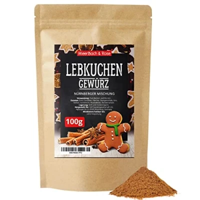Abbildung von MeerBach &amp; Rose Lebkuchengewürz 100g, Lebkuchen Gewürz zum Backen von Lebkuchen, Spekulatius, Pfefferkuchen, Honigkuchen, Keksen und weihnachtlichem Gebäck, Lebkuchengewürzmischung, Weihnachtsgewürz