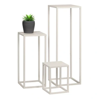 Abbildung von bremermann Blumenhocker 3er Set, Metall Blumenständer, Blumensäule (Cremeweiß)