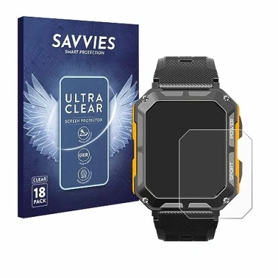 Abbildung von Savvies 18 Stück Schutzfolie für Njord Gear The Indestructible Smartwatch Displayschutz Folie Ultra Transparent