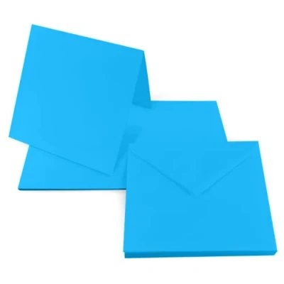 Abbildung von Netuno 25 Faltkarten + quadratische Umschläge 14 x cm Rainbow Dunkelblau Karten Set mit Brief Hüllen Karteikarten gefaltet Kartenpaket Klapp Umschlag quadratisch bunt