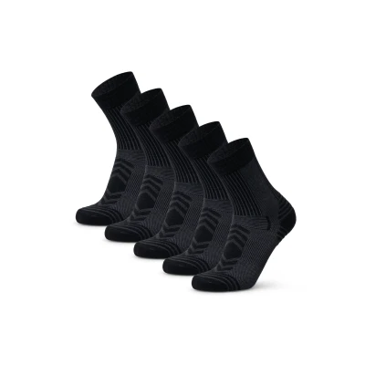 Abbildung von DANISH ENDURANCE Leichte Merino Wandersocken, Outdoor &amp; Trekking Socken, Wollsocken, Gepolstert, Anti Blasen, für Herren Damen, 5 Paar Schwarz 35 38