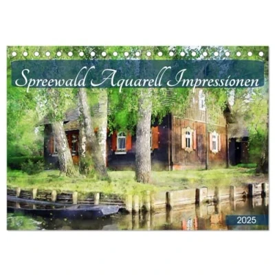 Abbildung von Spreewald Aquarell Impressionen (Tischkalender 2025 DIN A5 quer), CALVENDO Monatskalender