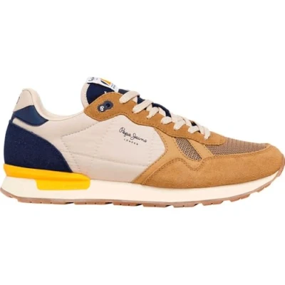 Abbildung von Pepe Jeans BRIT CAMP Sneaker low, Herren, Größe: 43, Camel/beige Leder und textil