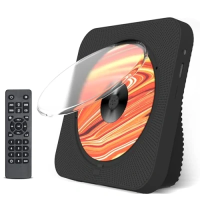 Abbildung von Liphier Tragbarer CD Player mit HiFi Lautsprechern für Desktop Multifunktionaler Build in Bluetooth 5.1 Konfigurieren Sie LED Bildschirm Fernbedienung Staubabdeckung Schwarz