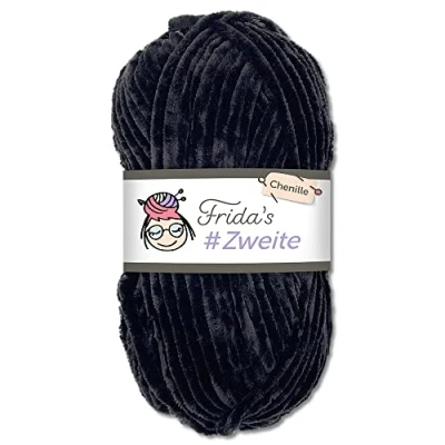 Abbildung von Frida&#039;s #Zweite Wolle 100g Chenille Amigurumi Stricken &amp; Häkeln weich (11 Schwarz)