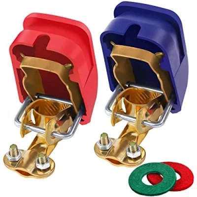 Abbildung von Bolatus 1 Paar Batterieklemmen 12V KFZ Auto Batteriepolklemmen Batterieklemme Schnellklemmen Polklemmen Set Boot PKW Autobatterie Klemmen (Rot und Blau)