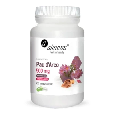 Abbildung von Aliness Pau d’Arco 500mg, Rinde des Lapacho Baumes, Klärung, Nahrungsergänzungsmittel mit Pflanzenextrakten, 100 kapseln