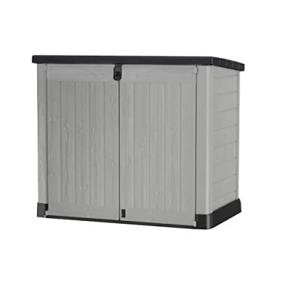 Abbildung von Keter Store it out Pro Mülltonnenbox, 145.5x82x123cm, Robuste Abfallbehälter Lösung, 1200L, Wetterfest, Grau/Schwarz, UV beständiges Polypropylen, Abschließbar