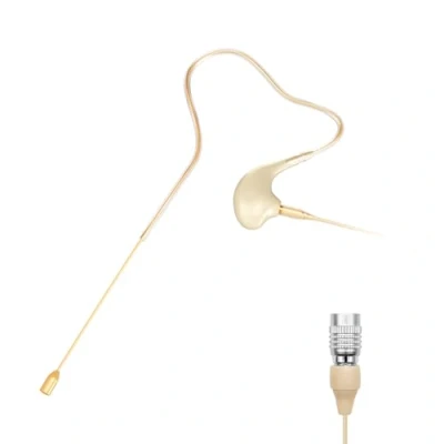 Abbildung von KIMAFUN Ohrset Mikrofon Headset Einzel Ohrhörer Ohrbügel, Über dem Ohr Hängendes Kondensatormikrofon Kompatibel mit Audio Technica Wireless System Bodypack Sender, Beige, Hirose 4Pin, HC 830 T4