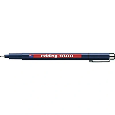Abbildung von edding 1800 Präzisionsfeinschreiber schwarz 1 Stift Linienbreite 0,5 mm Fineliner zum präzisen Schreiben und Skizzieren feine, metallgefasste Spitze Lineal schablonengeeignet