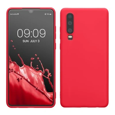 Abbildung von kwmobile Hülle kompatibel mit Huawei P30 weiches TPU Silikon Case Cover geeignet für kabelloses Laden Neon Pink