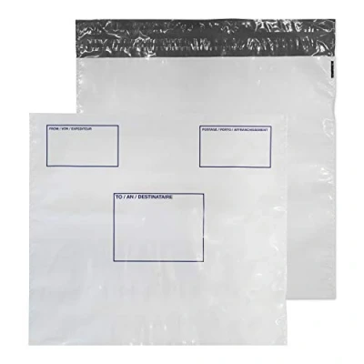 Abbildung von Blake Purely Packaging PE84/W Polyäthylen Briefumschlag mit Anschriftsfeldern, Haftklebung Abziehstreifen, 430 x 460 mm, 100 er Pack, weiß