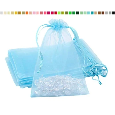 Abbildung von Creativery 10 Stück Organzasäckchen 13x18 cm Hellblau