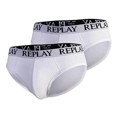 Abbildung von Replay Basic CUFF LOGO BOX 2 PACK Slip, Herren, Größe: Large, White/white