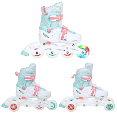 Abbildung von Rollschuhe Einstellbare 3in1 Rad LED Inez Mint/Weiß