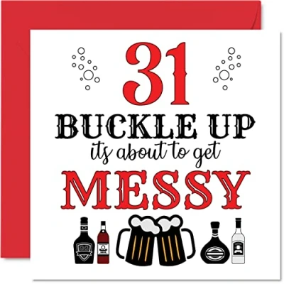 Abbildung von Lustige Geburtstagskarte zum 31. Geburtstag für Männer und Frauen Buckle Up Happy Birthday Karte Vater, Mutter, Sohn, Tochter, Bruder, Schwester, Onkel, Tante, Cousin, 145 mm x Grußkarten, Witz