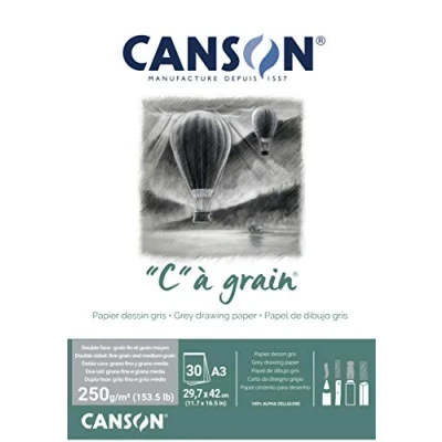 Abbildung von CANSON &quot;C&quot; à grain Block, DIN A3, 30 Blatt, 250 g/m², Grau meliert, leicht gekörnt
