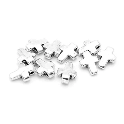 Abbildung von Vintageparts Anhänger als Kreuz in silberfarben 10 Stück zum Schmuck selber basteln