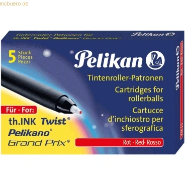 Abbildung von Pelikan 123756 946491 Tintenroller Patronen Rot, Etui mit 5