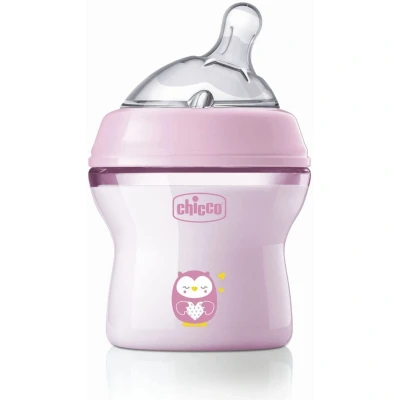 Abbildung von Chicco Natural Feeling Anti Kolik Babyflasche für 0+ Monate, 150 ml, mit Weichem Silikonsauger und Doppelventil, Natürliches Instinktives Gefühl beim Saugen, Kunststoffflasche