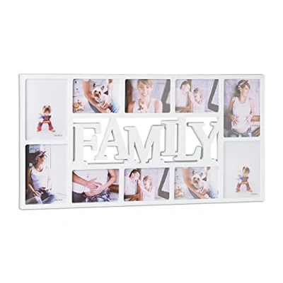 Abbildung von relaxdays Collagerahmen Bilderrahmen Familie für 10 Fotos, Weiß