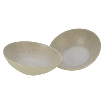 Abbildung von CreaTable, 33046, Serie Vesuvio Sand, 2 teiliges Geschirrset, Salatschüssel Set aus Steinzeug