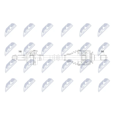Abbildung von NTY NPW LR 033 Antriebswelle Hinterachse links 837mm Getriebeautomatik 8 Gang