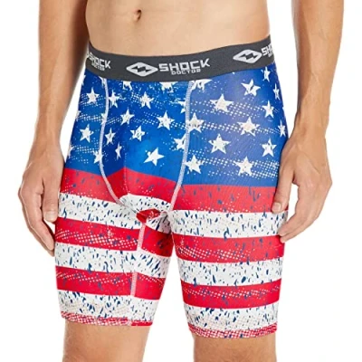 Abbildung von Shock Doctor Unisex 221 Kompressions Shorts, us Flagge, L