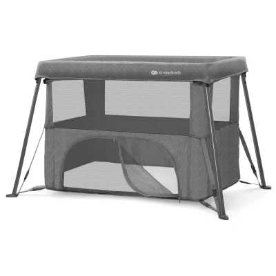 Abbildung von Kinderkraft CAMI Babybett 3 in 1, Reisebett baby ab geburt bis Jahre, Laufgitter funktion, Einfache kompakt zusammenklappen, Reiserucksack enthalten, Zwei Ebenen, Grau