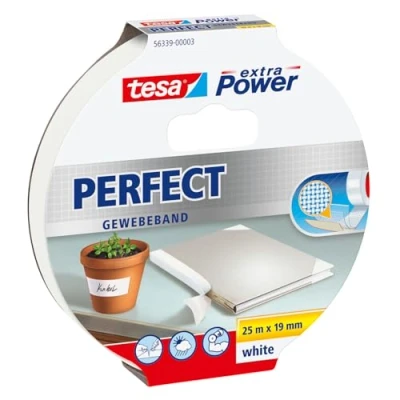 Abbildung von 8 x Tesa Gewebeband extra Power Perfect 19mmx25m weiß