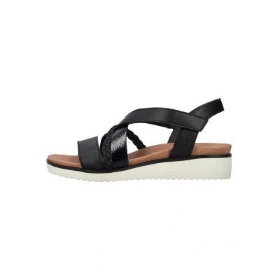 Abbildung von Rieker Damen Keilsandalen V3773, Frauen Sandalen,Wedge Heel,bequem,flach,Sommerschuhe,Freizeitschuhe,offene Schuhe,schwarz (00),38 EU / 5 UK