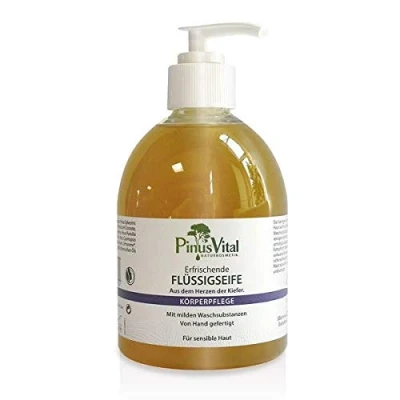 Abbildung von Pinus Vital Naturkosmetik Flüssigseife ohne Palmöl Vegan und von Hand hergestellt 300 ml