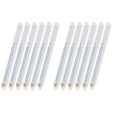 Abbildung von Faber Castell 113210 Farbstifte GRIP Heft + Tafel, 6er Etui, Inhalt: weiß, gelb, rot, blau, grün und braun (Weiß Jumbo 12 Stifte)
