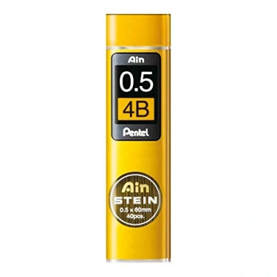 Abbildung von Pentel Ain STEIN C275 Feinmine, 40 Minen je Dose, 0.5 mm, Härtegrad 4B (12 Dosen)