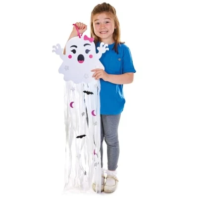 Abbildung von Baker Ross FN293 Riesiger Geist Streamer Hängende Dekoration Kits 4er Pack, Halloween Kunst und Handwerk für Kinder, Dekorationen