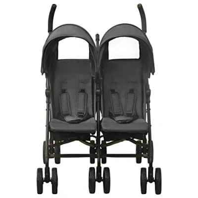 Abbildung von Susany Geschwisterwagen Zwillingswagen Kinderwagen, Doppelkinderwagen, Buggy klein Zusammenklappbar, Mit Verdeck Korb und Traggürtel, Anthrazit Stahl
