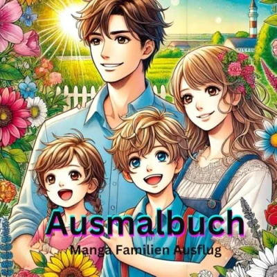 Abbildung von Manga Familien Ausflug Ausmalbuch: Das perfekte Geschenk für Mädchen, 40 schöne Motive Stressabbau, Entspannung und Kreativität