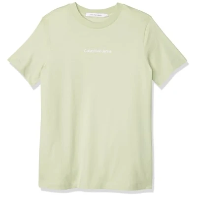 Abbildung von Calvin Klein Jeans Damen INSTITUTIONAL Straight Tee J20J221065 Kurzarm Strickoberteile, Grün (Celadon Green), L