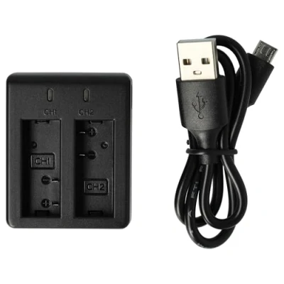 Abbildung von vhbw Dual USB Akku Ladegerät Ladeschale kompatibel mit Akaso EK7000 Digitalkamera Camcorder DSLR Action Cam