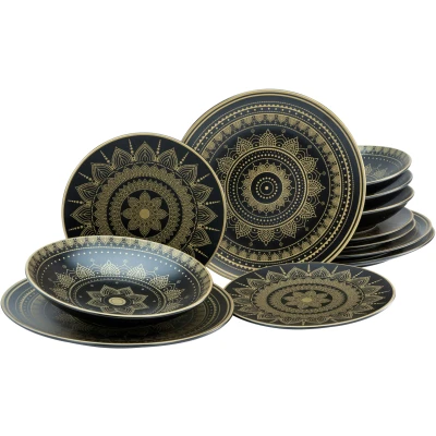 Abbildung von CreaTable Teller Set &quot;Mandala Gold&quot;, (Set, 12 tlg., Tafelservice für 4 Personen), Service, goldene orientalische Motive, Teile, Personen