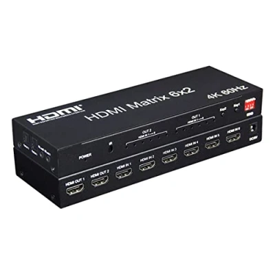 Abbildung von XYKJOBC 4K 60Hz 6x2 HDMI Matrix 6 IN 2 Out Splitter Switch 4x2 Audio Video Converter mit EDID für PC TV Dual Monitor (6x2 Matrix)