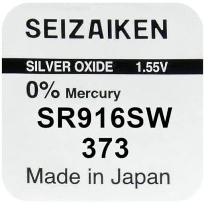 Abbildung von Uhrenbatterie Seizaiken 373 SR916SW, 1,55 V, Silberoxid, Made in Japan, 1,5 V