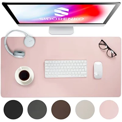 Abbildung von Sidorenko Schreibtischunterlage 80x40cm abwaschbar Tischunterlage Schreibtisch aus PU Leder Unterlage in rosa für Büro Kinder Desk Mat, Mousepad, Mauspad, Schreibtischmatte
