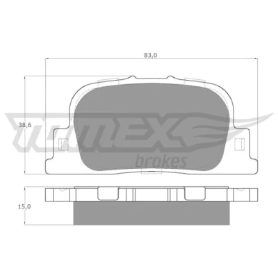 Abbildung von TOMEX brakes TX 13 71 Bremsbelagsatz Hinterachse TOYOTA: Prius II Liftback, Camry IV Limousine, Solara Coupe, SCION: tC Coupe